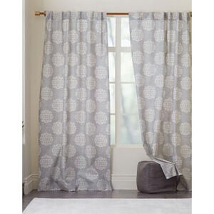West Elm 48" x 108" Curtain Panel Feather Gray Scroll‎ Medallion Cotton